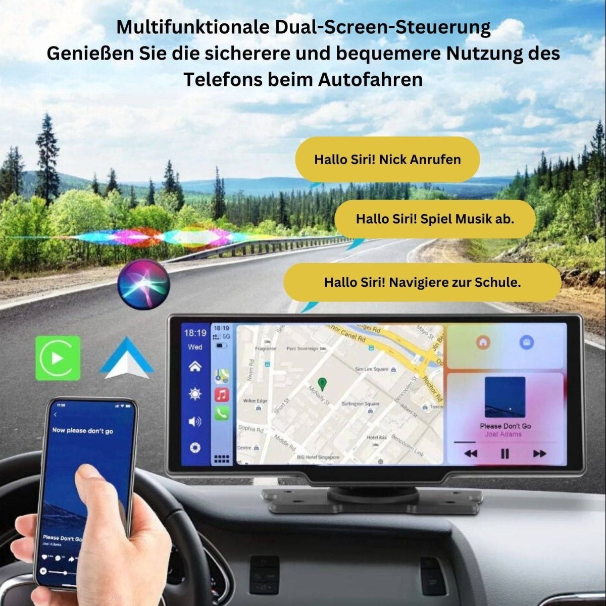 Elebest DVR 1026 Navi CarPlay, Android Auto Navi, 10.26 Zoll Apple CarPlay carplay nachrüsten